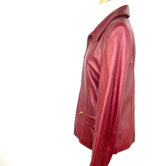 La Pelle Karpeta Moto Red Leather Jacket Coat Sz 12 - Picture 4 of 8